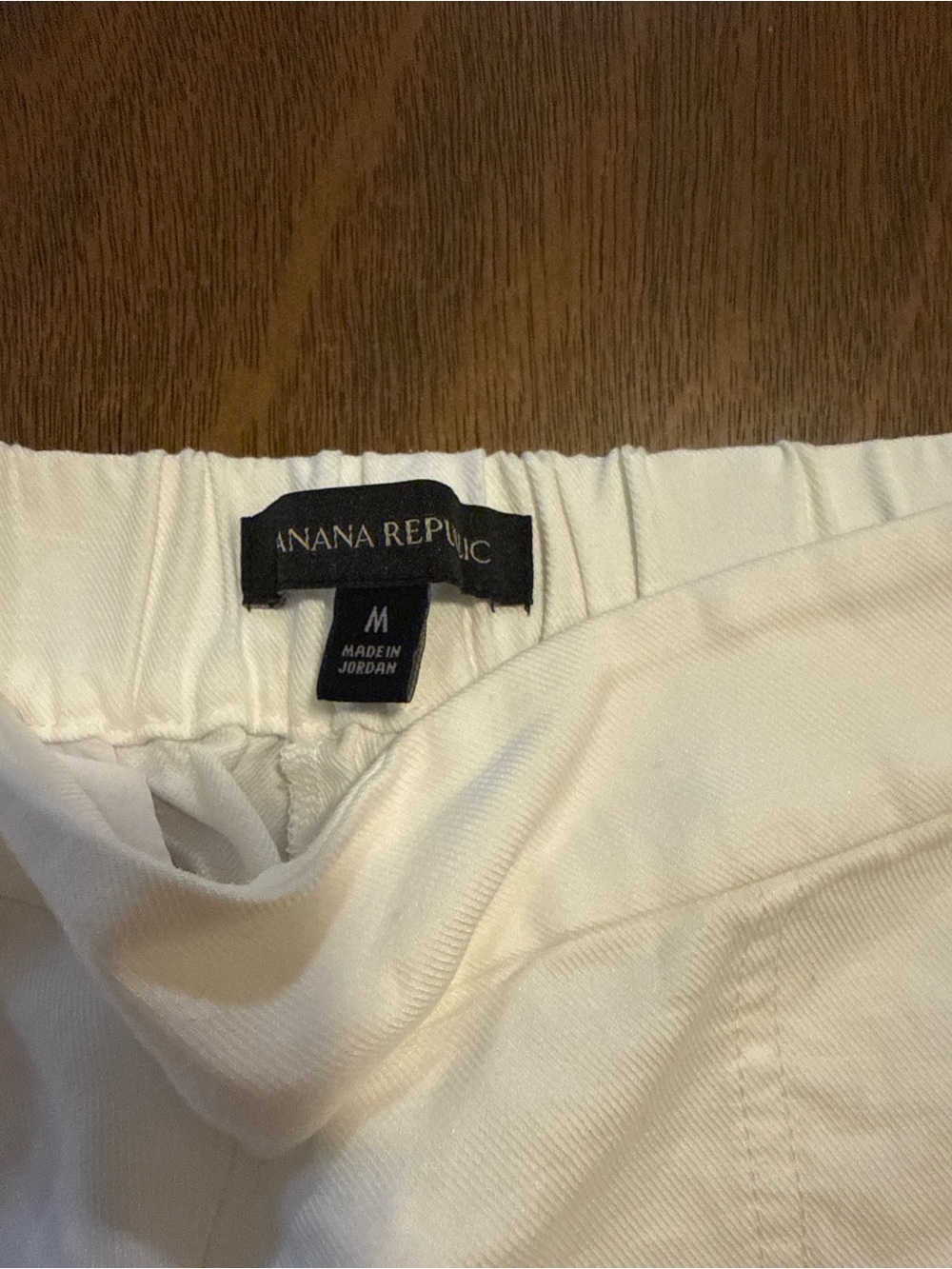 Banana Republic Off-White Elastic Waist Linen Trousers